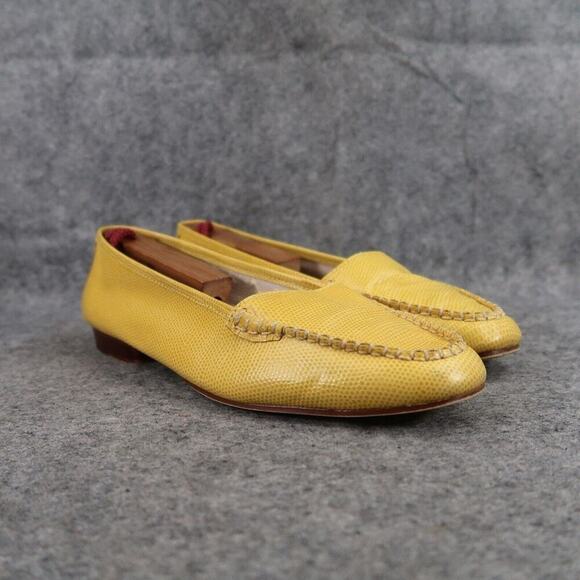 Nine West Shoes Womens 9 Loafer Flat Moc Toe Fashion Leather Pebble Yellow Retro - Picture 1 of 12